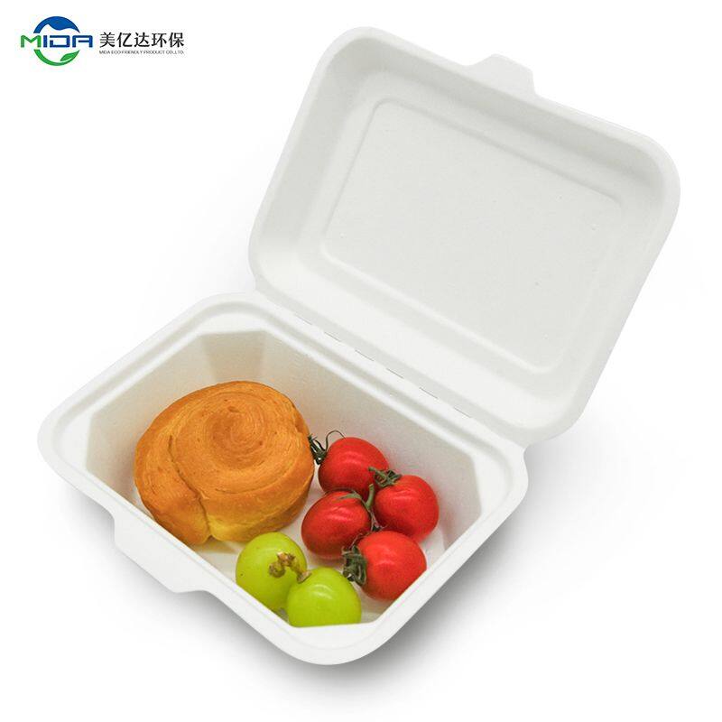 Customizable 450ml 15g Microwave Safe Bagasse Made Biodegradable Take Away Food Container Packing