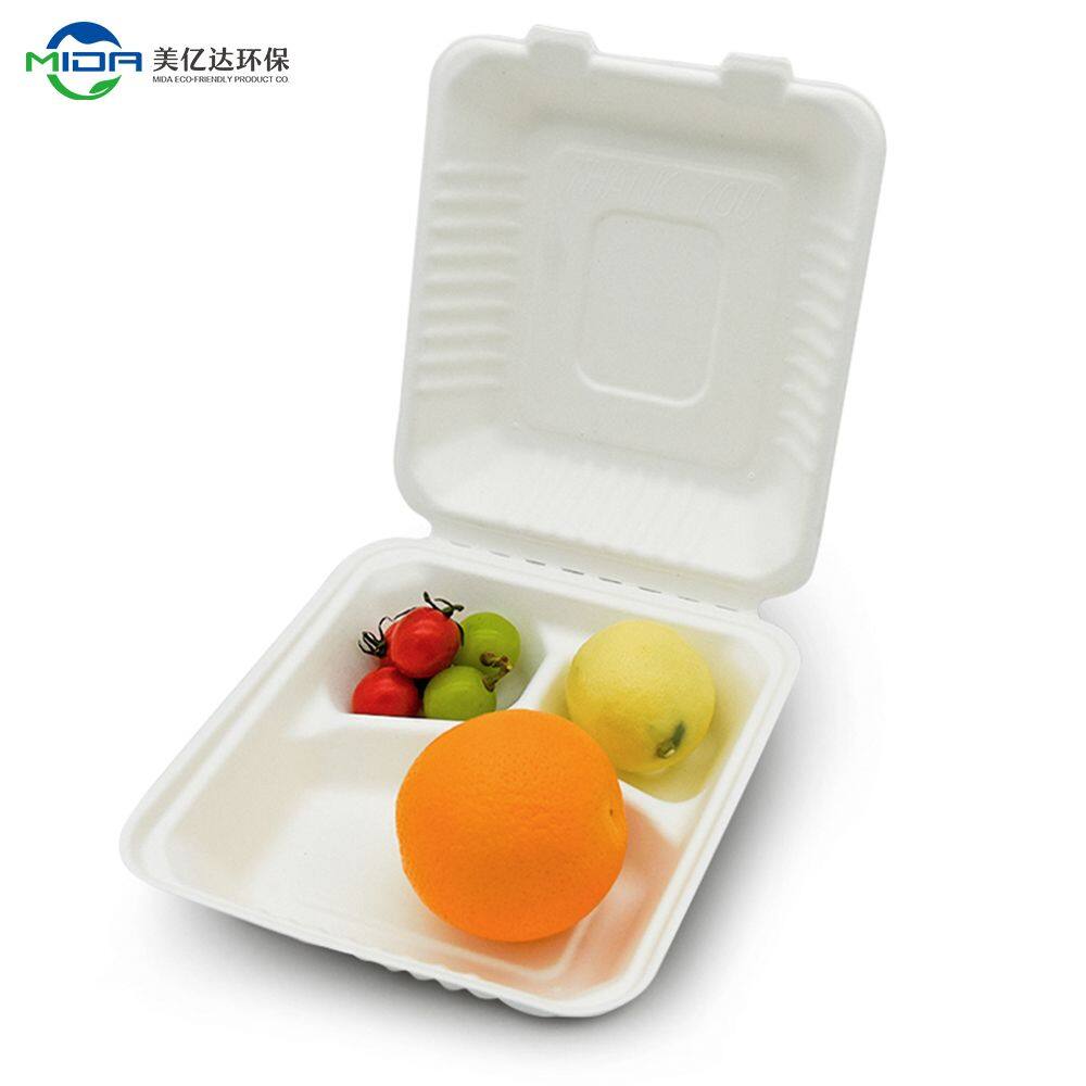 3-compartment clamshell 20.3cm*22.0cm*H7.6cm Take Away Dinnerware Sets