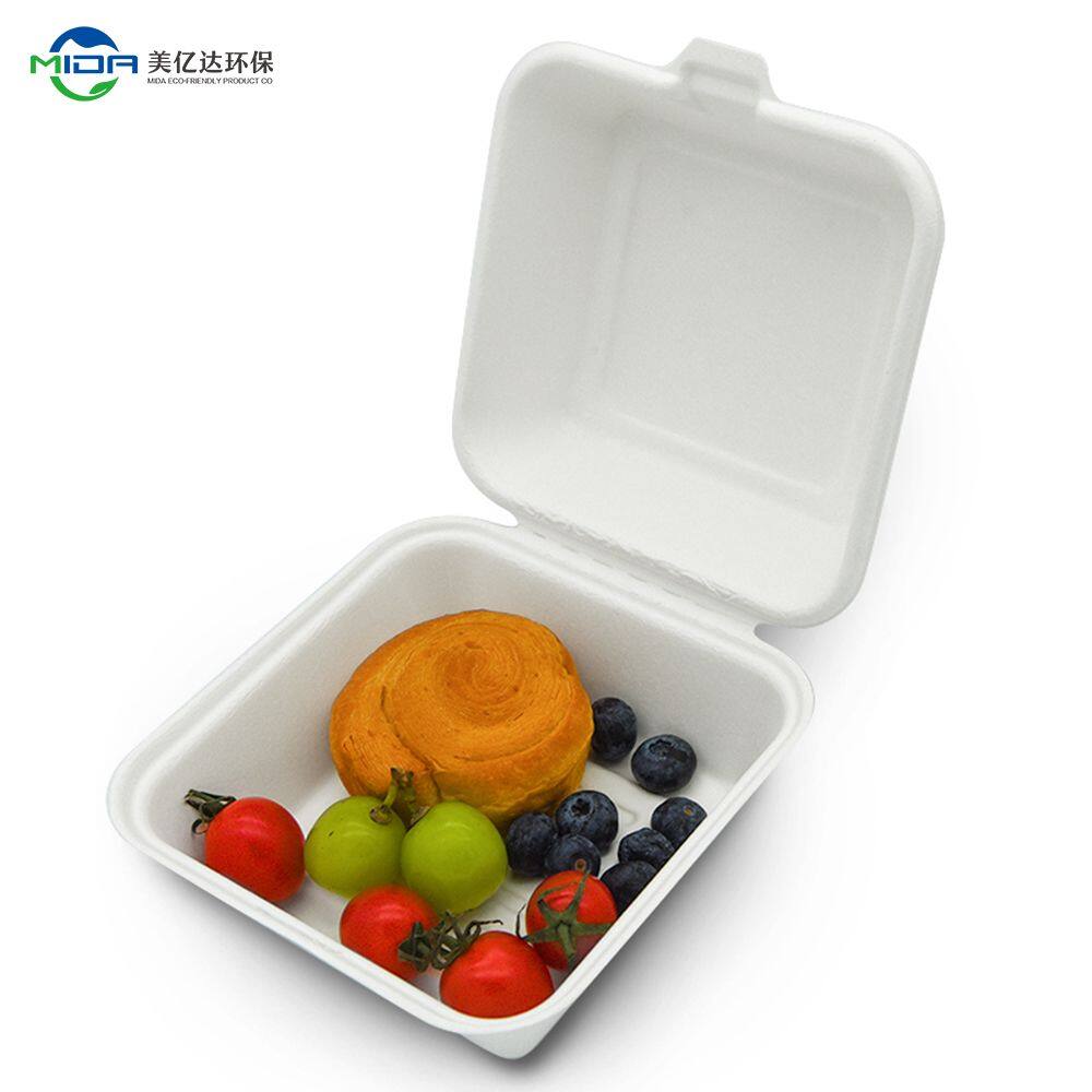 Biodegradable Take Away Food Packing 6" Hamburger Box Disposable Tableware