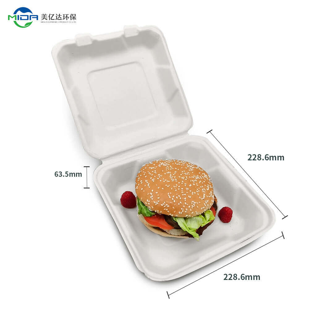 Biodegradable Hamburger Takeout Food Container Box