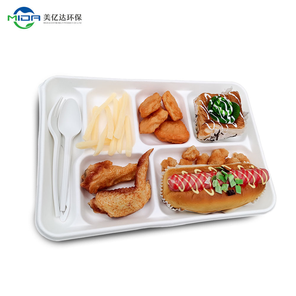 5 Compartment Fiber Catering Tray Bio Based Tray