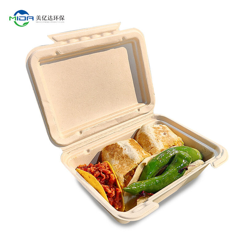Food containers biodegradable lunch paper burger pizza boxes dinner set dinnerware clamshell