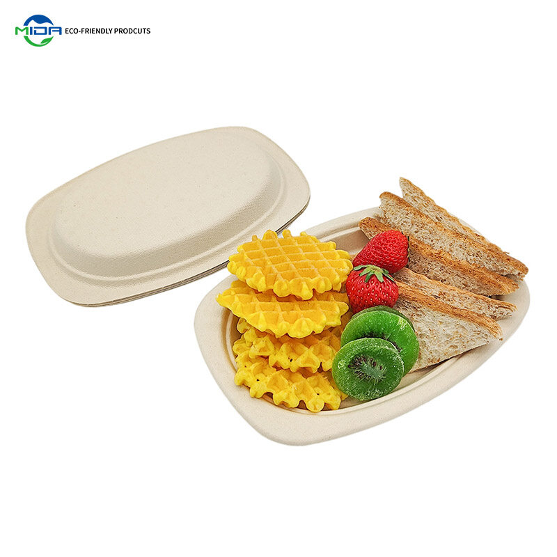 Biodegradable Eco-Friendly Food Containers Sugarcane Bagasse Oval Tray
