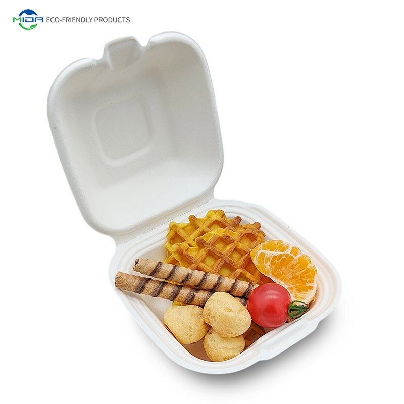 Eco Friendly Sustainable Takeaway Containers 5 Inch Clamshell Biodegradable Burger Box