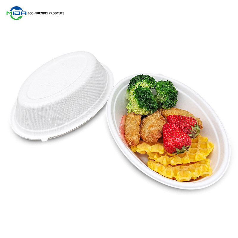 650ml Biodegradable Food Container Paper Salad Soup Bagasse Round Bowl